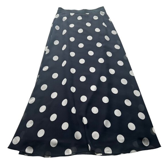 Ann Taylor Factory Navy Blue White Polka Dot Maxi Skirt NWT Size Small - Picture 1 of 9